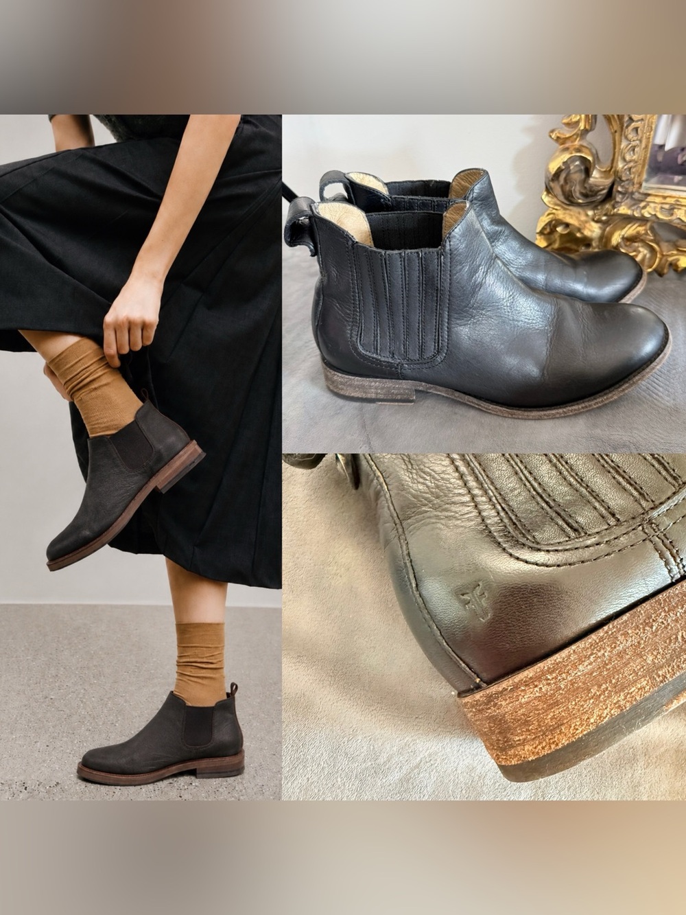 🖤 Frye Black Leather Pippa Chelsea Ankle Boots Size 8.5 🖤